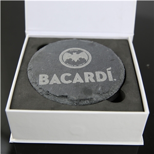 Promotional Gift Round Slate Black Coaster