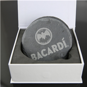 Promotional Gift Round Slate Black Coaster