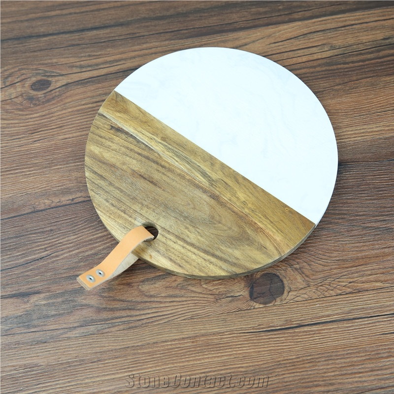 Round Marble Wood Cheese Serving Board