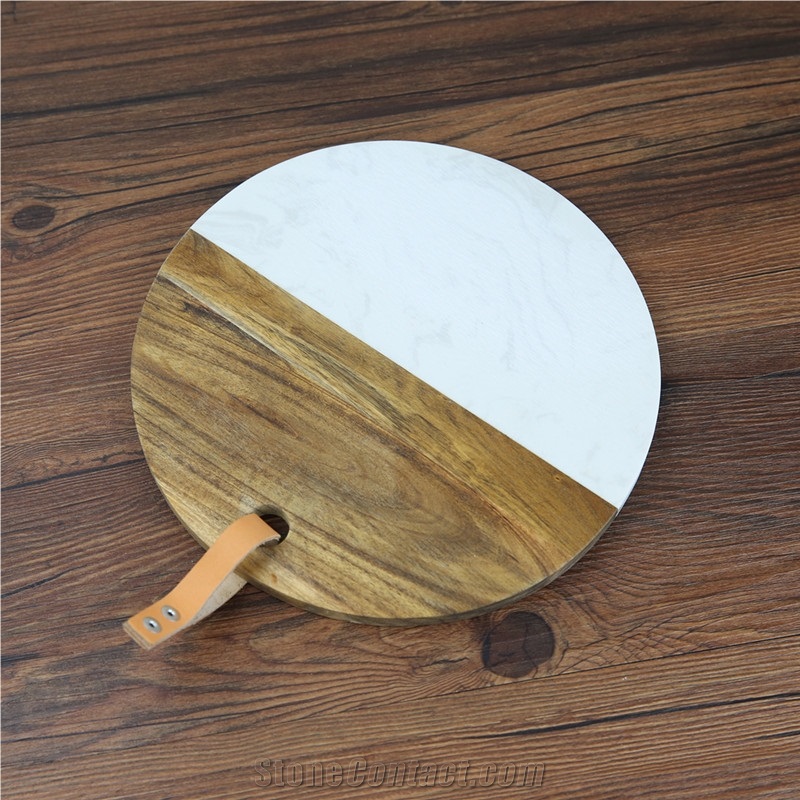 Round Marble Wood Cheese Serving Board