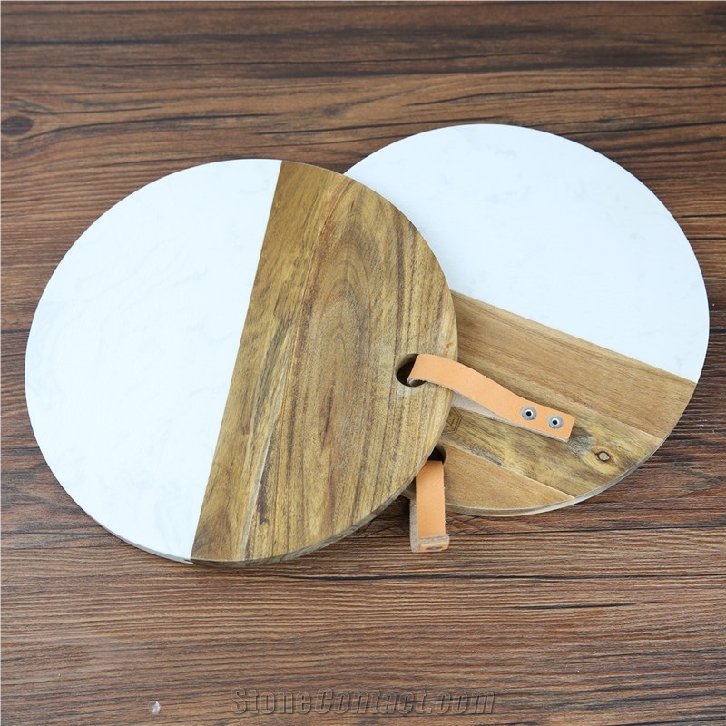 Round Marble Wood Cheese Serving Board