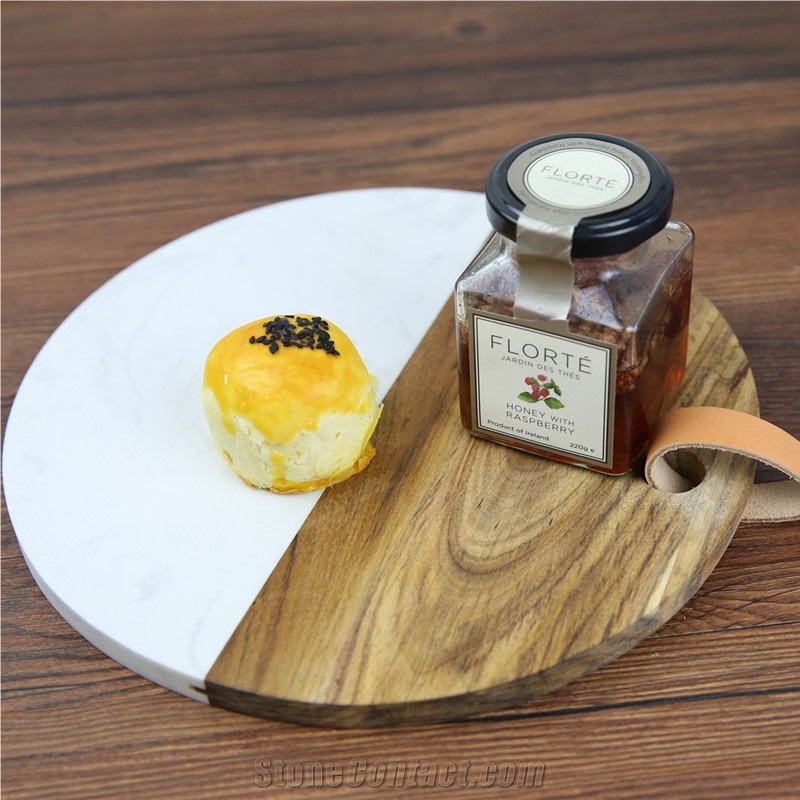 Round Marble Wood Cheese Serving Board