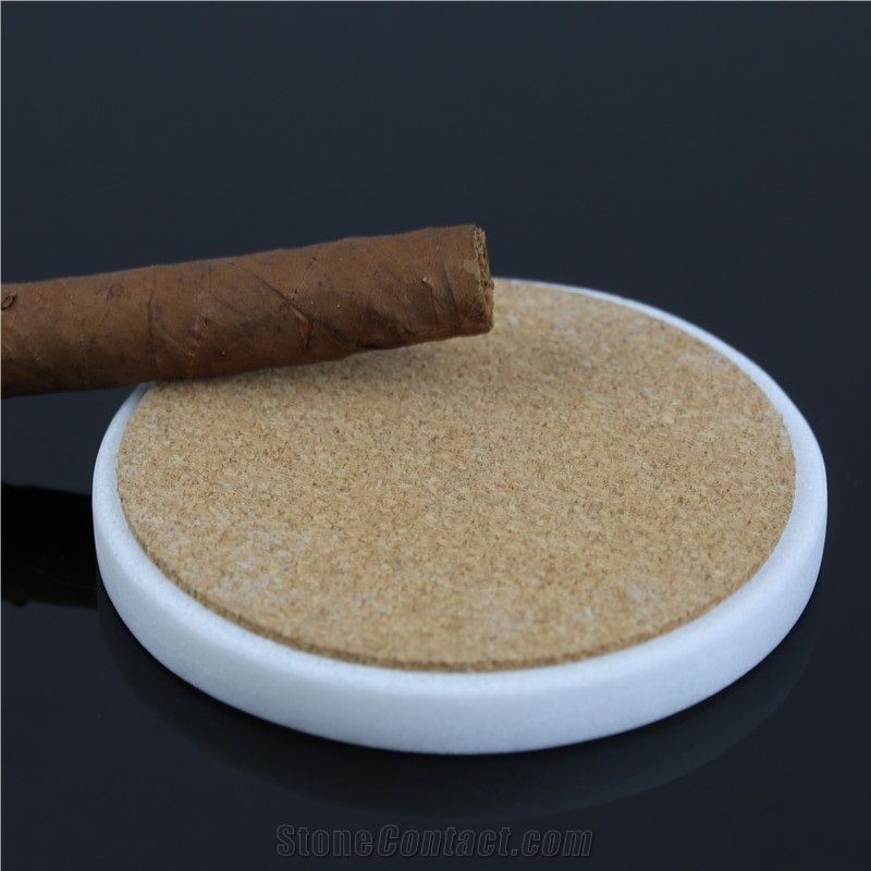 White Round Marble Coaster for Bar Accessory