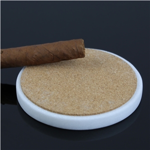 White Round Marble Coaster for Bar Accessory
