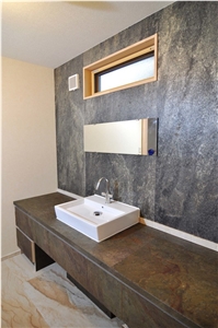 Bathroom with Slate Thin Stone Veneer Panels