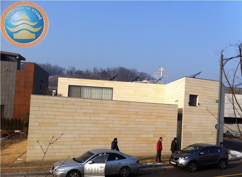Yellow Sandstone Facade Sawn Cut Surface