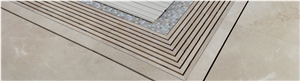 Crema Marfil Pool Drain Grates and Pavers