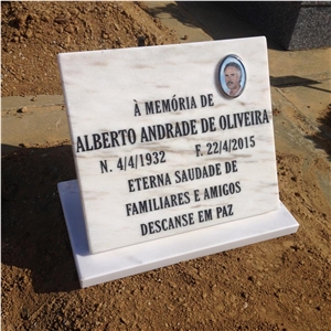 Branco Portugal Marble Tombstone, Gravestone