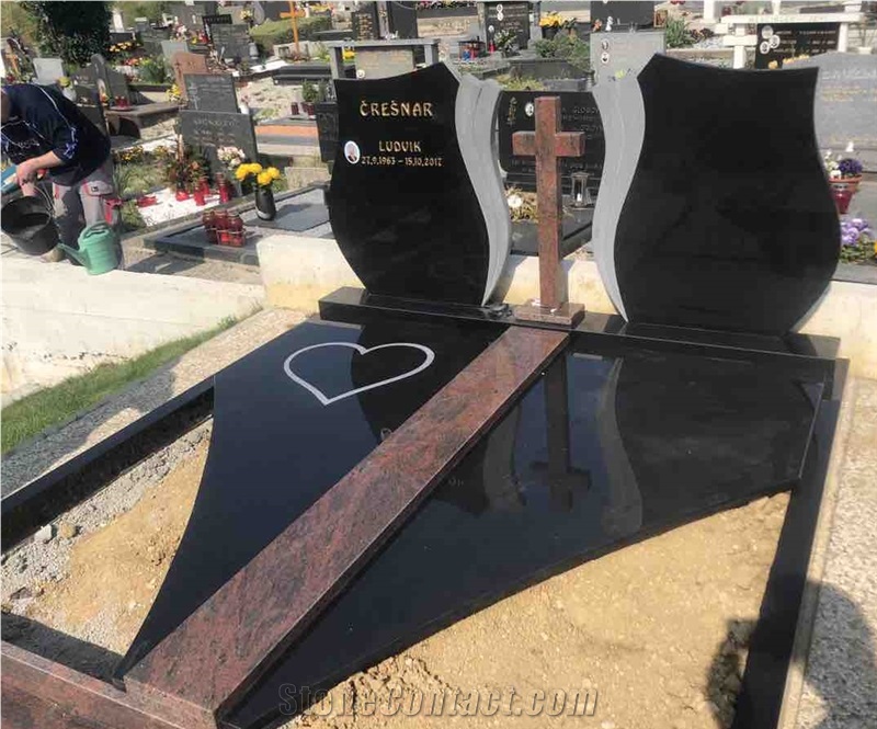 Jet Black Granite Headstones, Tombstone, Gravestone