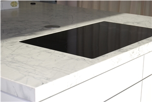 Carrara Marble Top Kitchen at Private Home