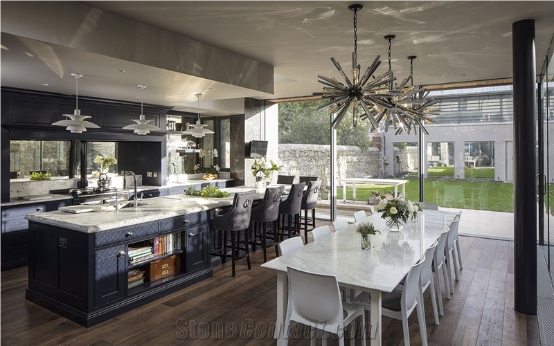Bianco Eclipse Quartzite Kitchen Countertop