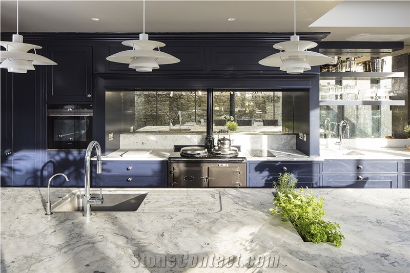 Bianco Eclipse Quartzite Kitchen Countertop