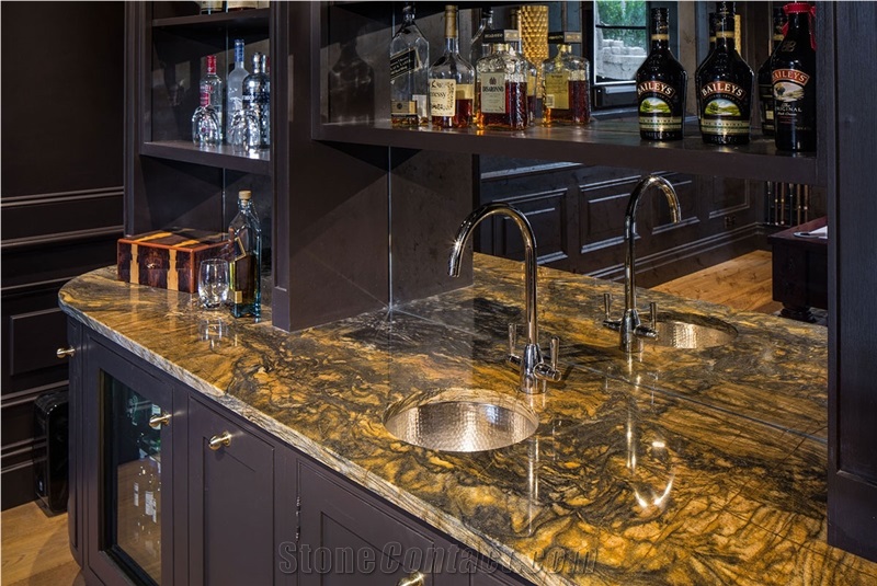 London Black Quartzite Commercial Bar Top