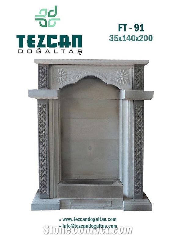 Ash Grey Tuff Stone Wall Fountain