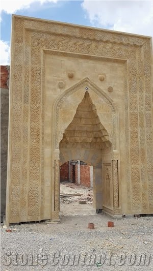 Sahra Yellow Tuff Stone Building Ornaments