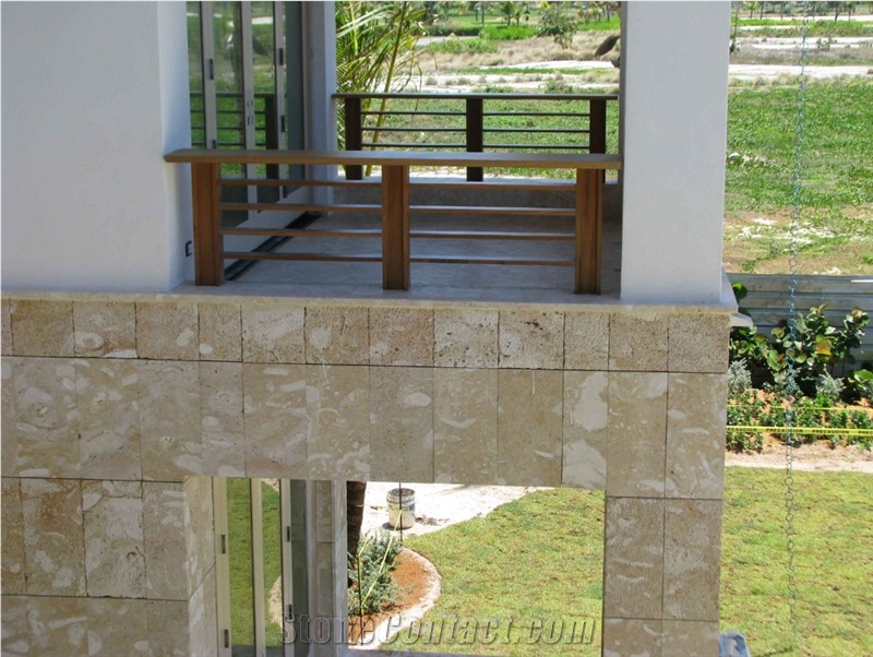 Golden Coral Stone Exterior Wall Application