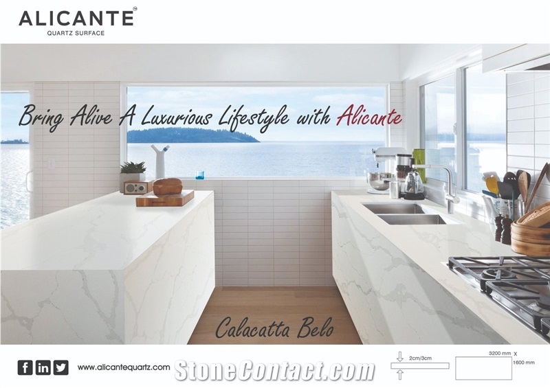 Calacatta Gold Quartz Stone for Countertops