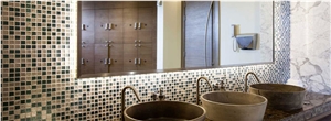 Glass Mosaic Commercial Bathroom Backsplash