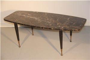 Black Gold Portoro Marble Rectangle Table Furniture