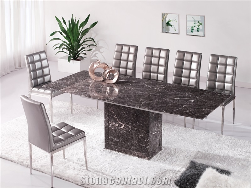 Black Gold Portoro Marble Rectangle Table Furniture