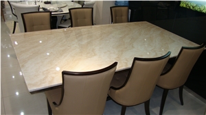 Diana Royal Beige Marble Restaurant Rectangle Dinner Table