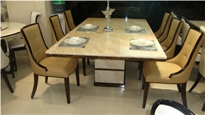 Diana Royal Beige Marble Restaurant Rectangle Dinner Table