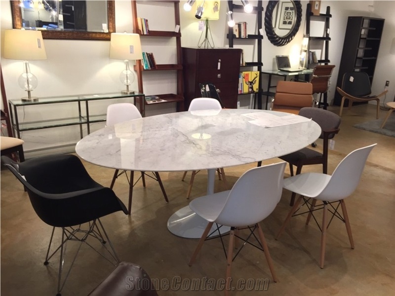 Italy Carrara White Marble 10 Seat Coffee Table