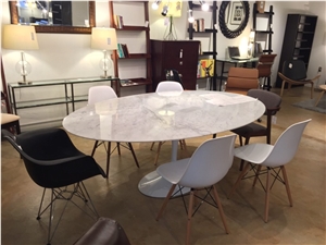 Italy Carrara White Marble 10 Seat Coffee Table