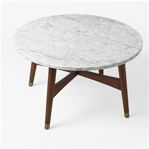 Super White Quartzite Round Table Top Stone Furniture