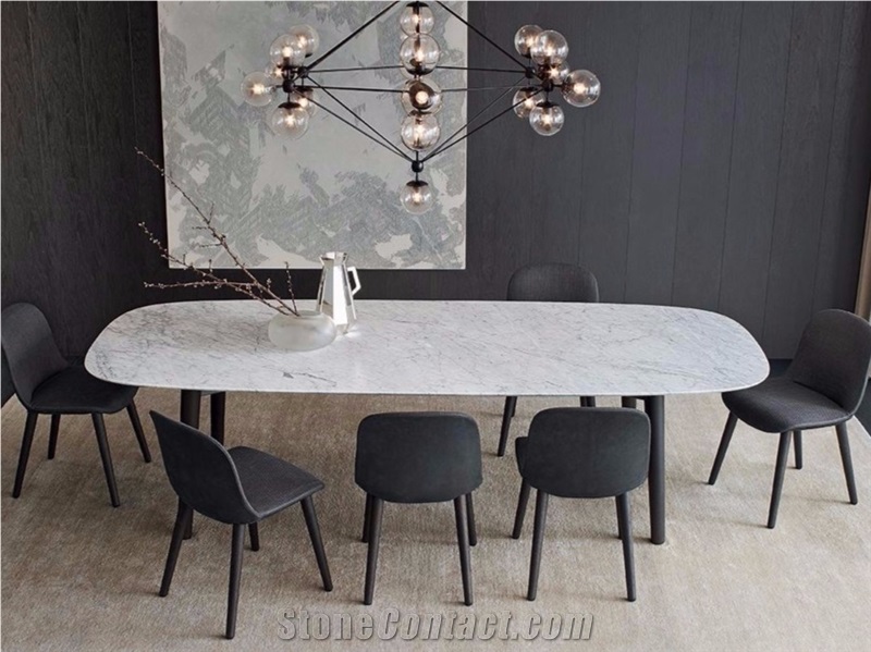 Super White Quartzite Round Table Top Stone Furniture