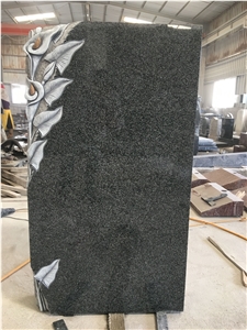 New G654 Charcoal Grey Granite Monument Carve Rose