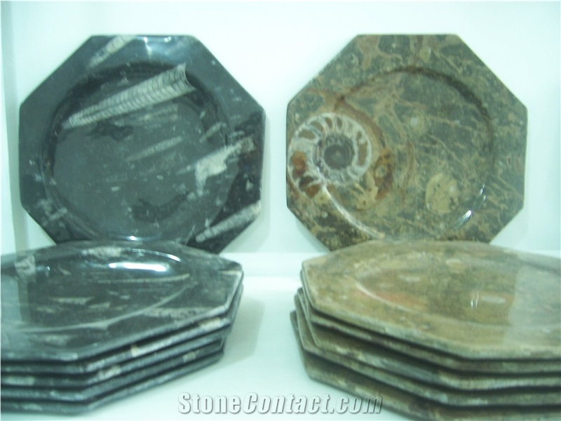 Fossilized Marble Plates and Dishes