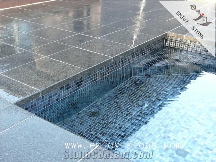 G684 Granite, Drop Square Edging Flamed Coping