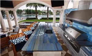 Azul Macaubas Blue Quartzite Tiles, Slabs