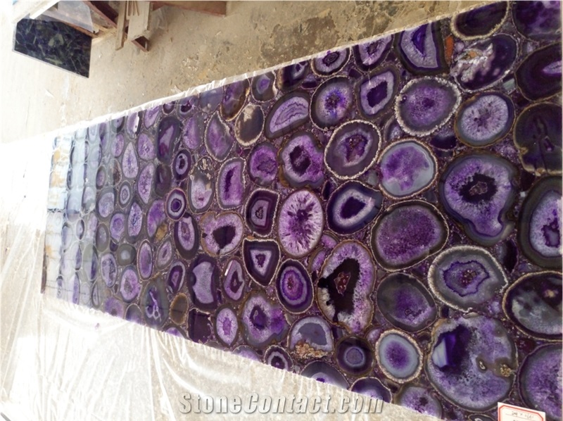 Purple Agate Gemstone Slabs for Countertops