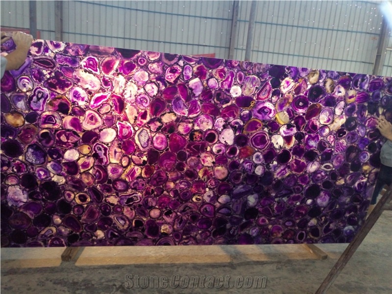 Purple Agate Gemstone Slabs for Floor Tiles