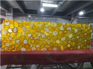 Yellow Agate Semiprecious Stone Bar Tops