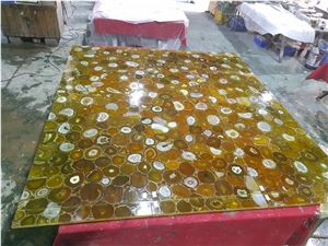 Yellow Agate Semiprecious Stone Bar Tops