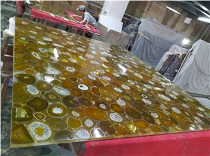 Yellow Agate Semiprecious Stone Bar Tops