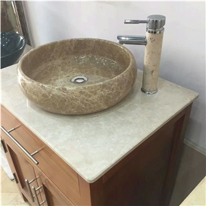 Light Emperador Marble Sink, Marble Wash Basin
