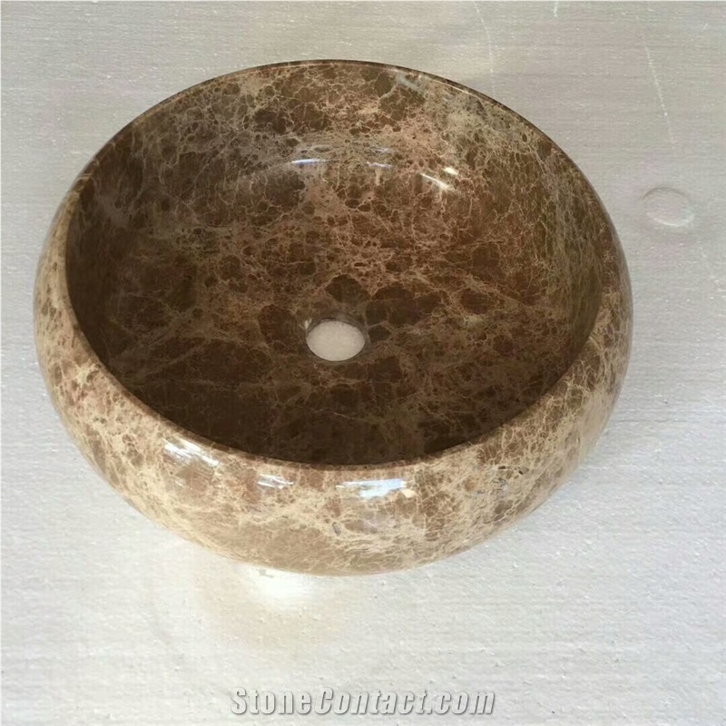 Light Emperador Marble Sink, Marble Wash Basin