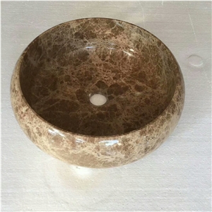 Light Emperador Marble Sink, Marble Wash Basin