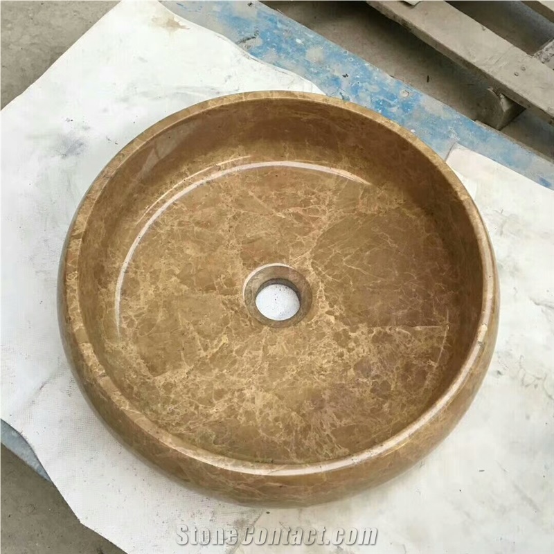 Light Emperador Marble Sink, Marble Wash Basin