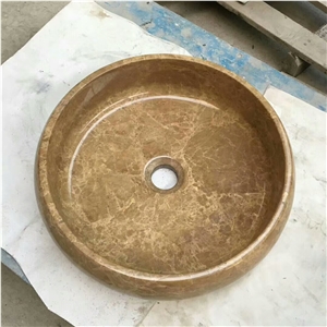 Light Emperador Marble Sink, Marble Wash Basin