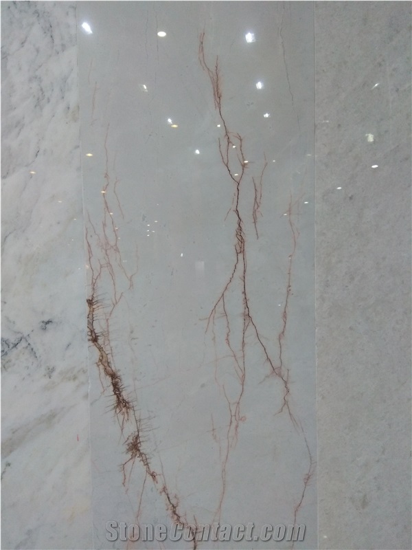Red Line White Jade Marble Slabs, Tiles