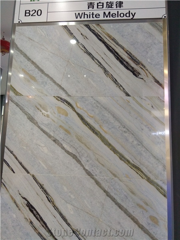 White Melody Marble Slabs, Tiles