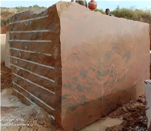 Red Multicolour, Multicolor Red Granite Block