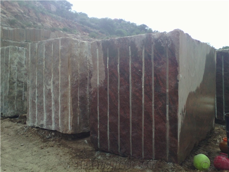 Red Multicolour, Multicolor Red Granite Block