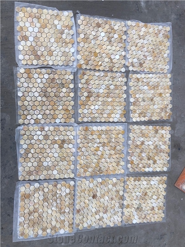 Honey Onxy Hexagon Mosaic Tile