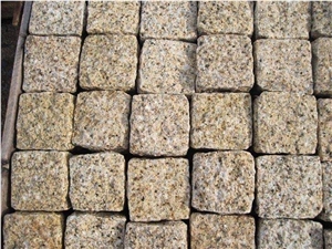 G682 Paving Stone, Rusty Yellow Granite Cube Stone